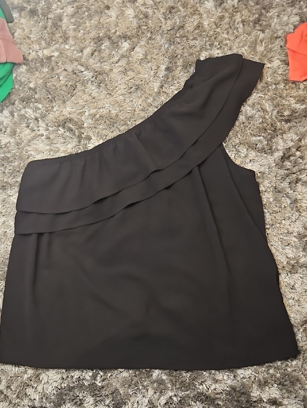 Apt. 9 Black One-Shoulder Ruffle Blouse